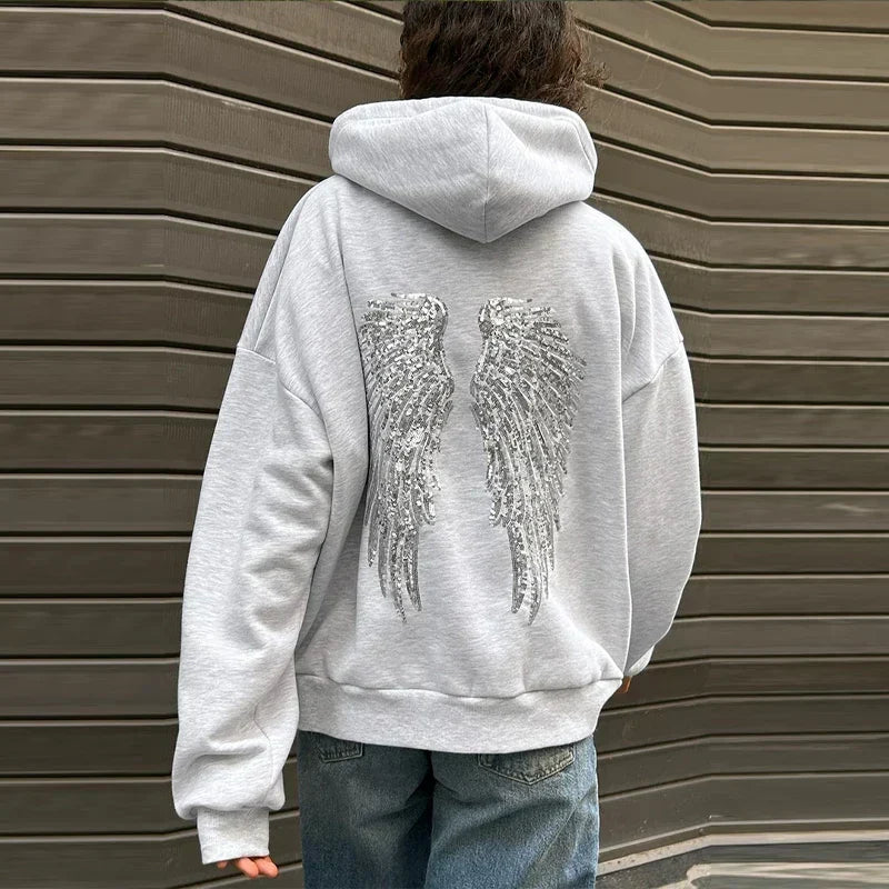 Sequin Wings Oversized Hoodie