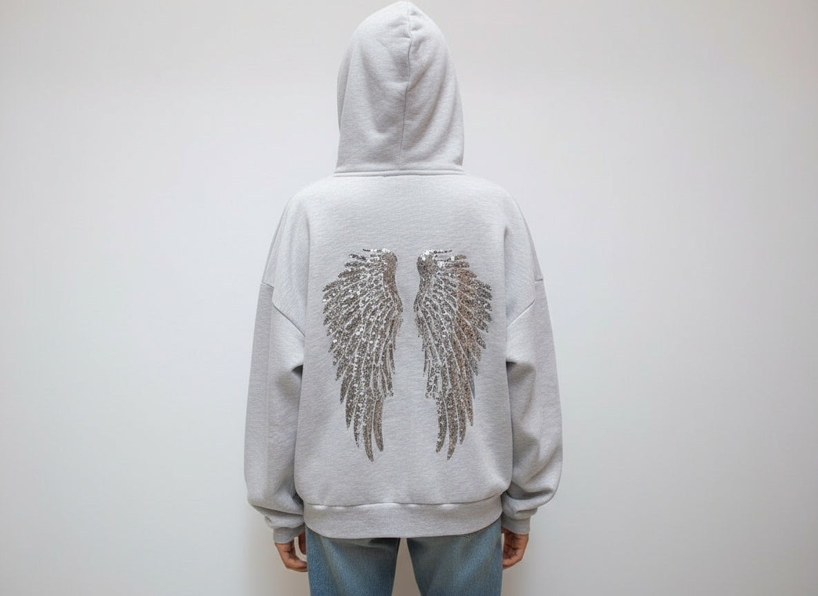 Sequin Wings Oversized Hoodie
