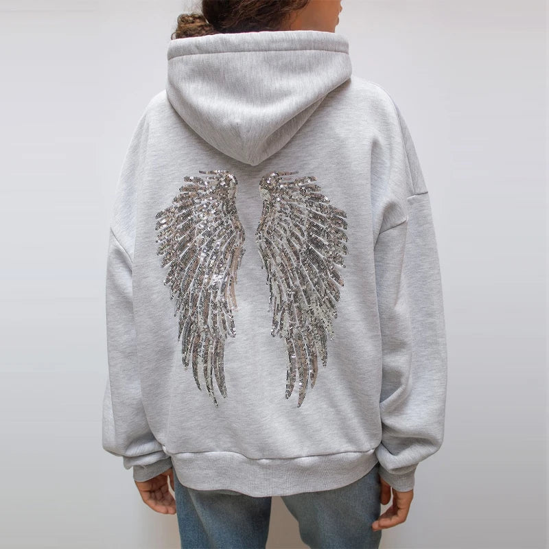 Sequin Wings Oversized Hoodie