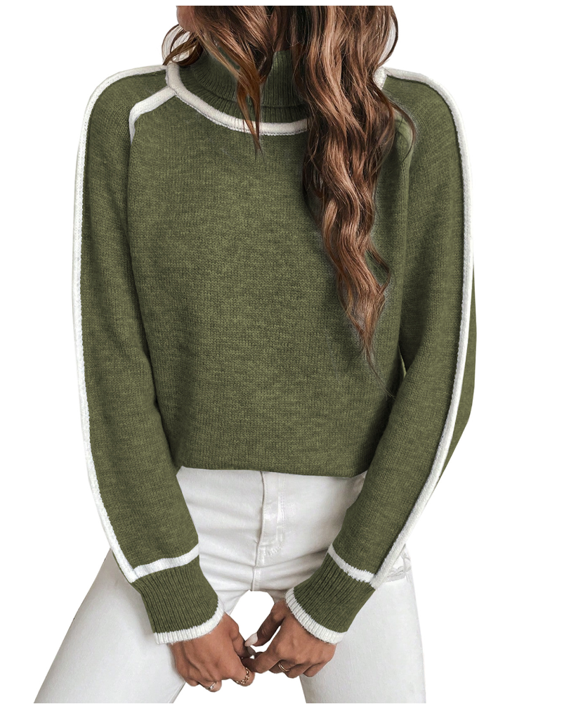 Contrast Trim Roll Neck Jumper