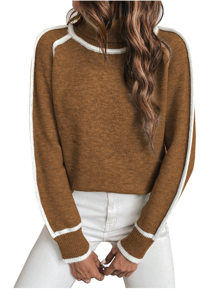 Contrast Trim Roll Neck Jumper