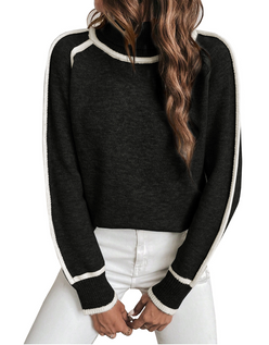 Contrast Trim Roll Neck Jumper