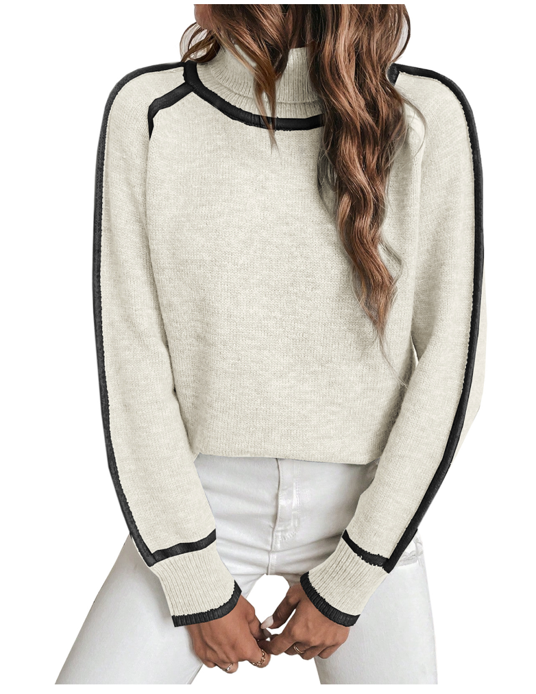 Contrast Trim Roll Neck Jumper