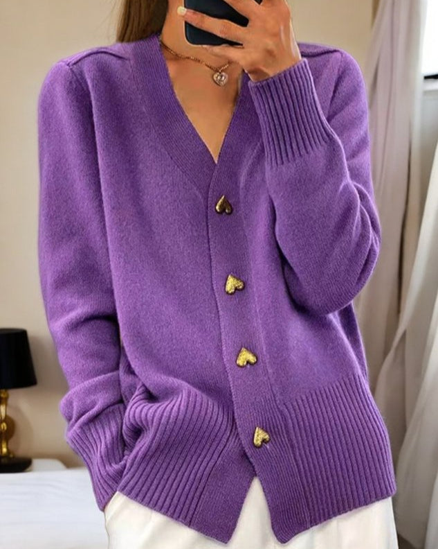 Sculpted Heart Button Cardigan