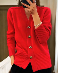 Sculpted Heart Button Cardigan