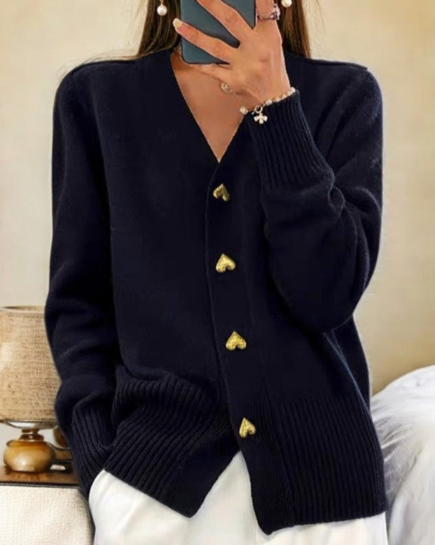 Sculpted Heart Button Cardigan