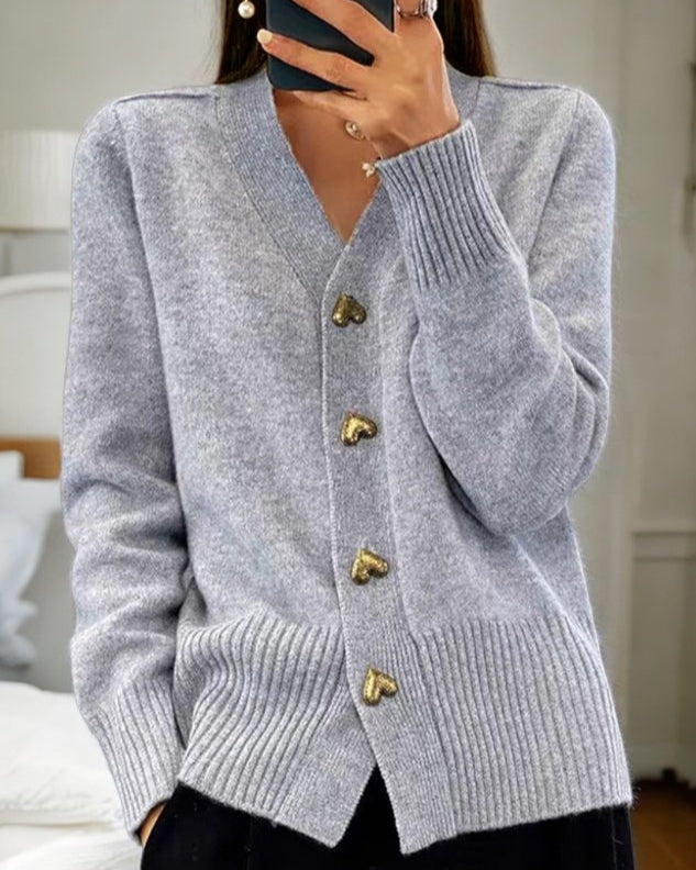 Sculpted Heart Button Cardigan