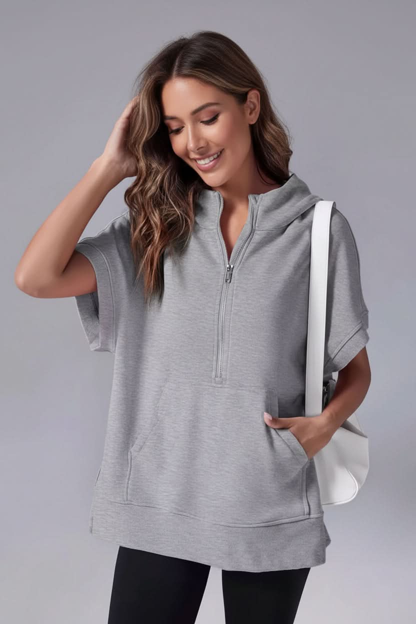 Short Sleeve Half-Zip Hoodie