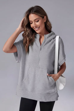 Short Sleeve Half-Zip Hoodie