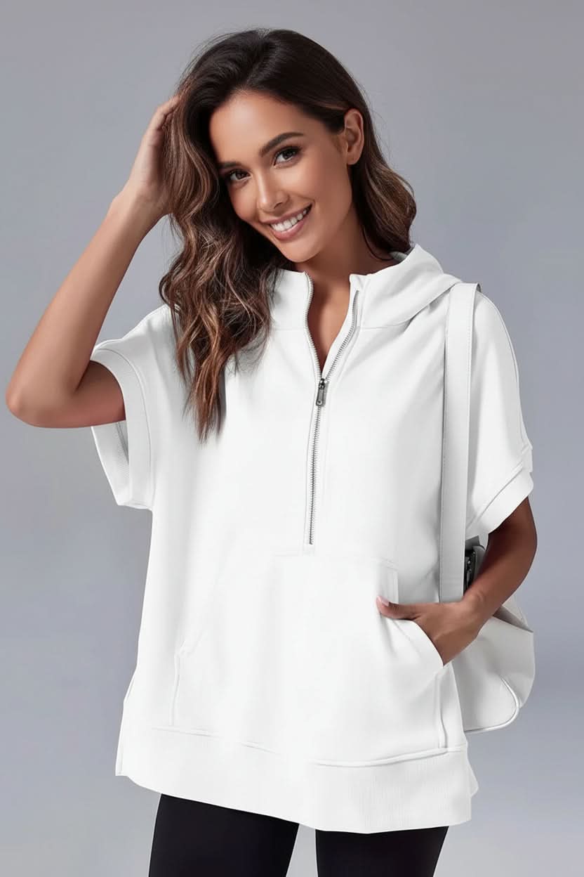 Short Sleeve Half-Zip Hoodie