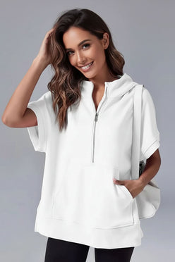 Short Sleeve Half-Zip Hoodie