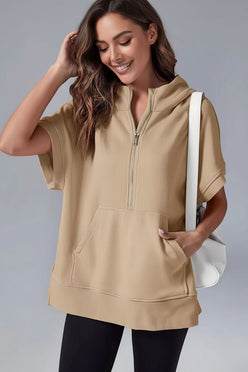 Short Sleeve Half-Zip Hoodie