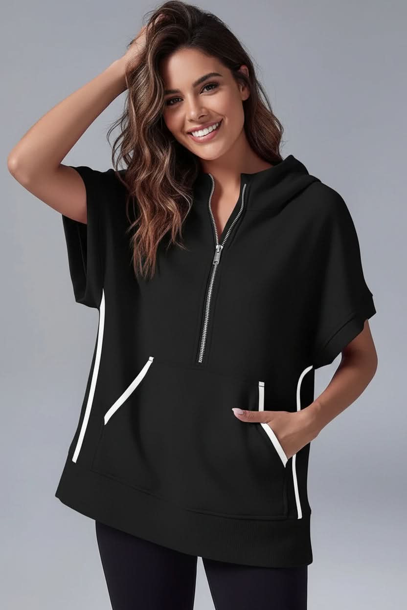 Short Sleeve Half-Zip Hoodie
