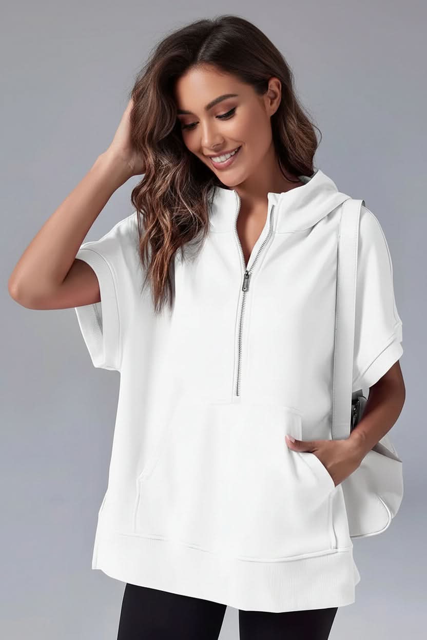 Short Sleeve Half-Zip Hoodie
