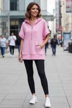 Short Sleeve Half-Zip Hoodie