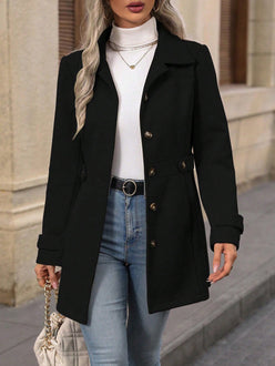 Trench Coat Polyester Tailored with Adjustable Waist Belt