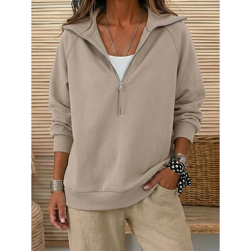 Lapel Collar Half-Zip Sweatshirt
