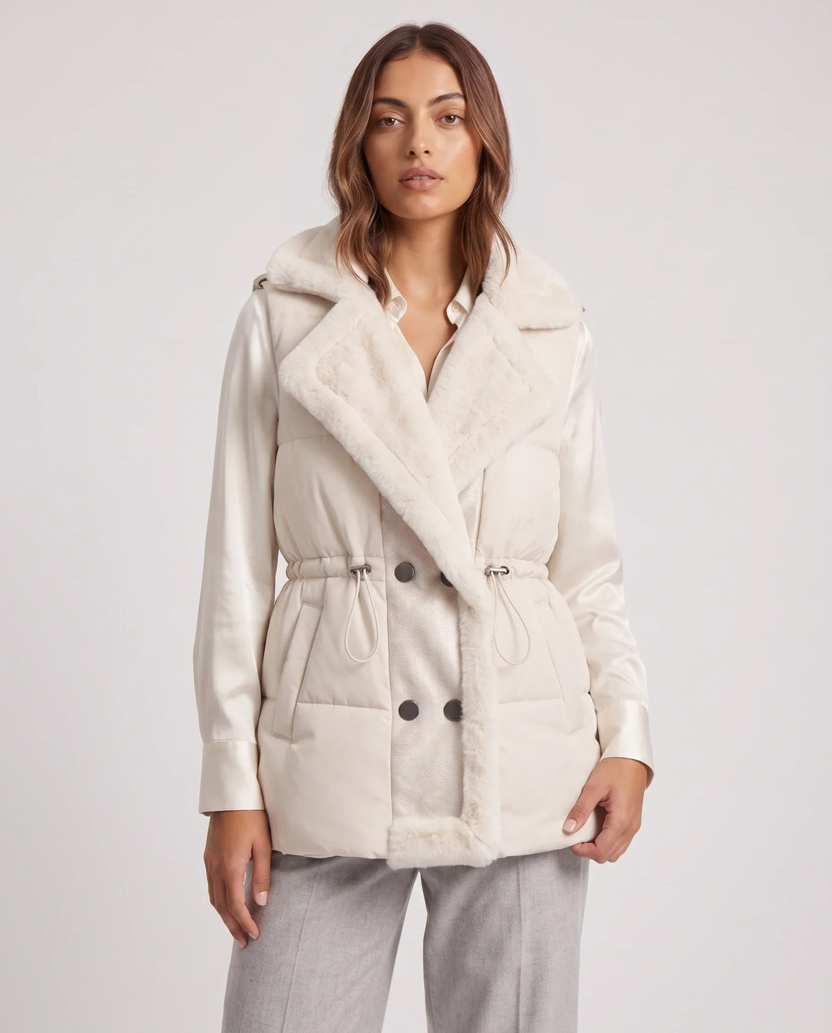 Puffer Gilet with Faux Fur Collar