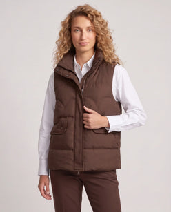 Short Quilted Puffer Gilet with Flap Pockets
