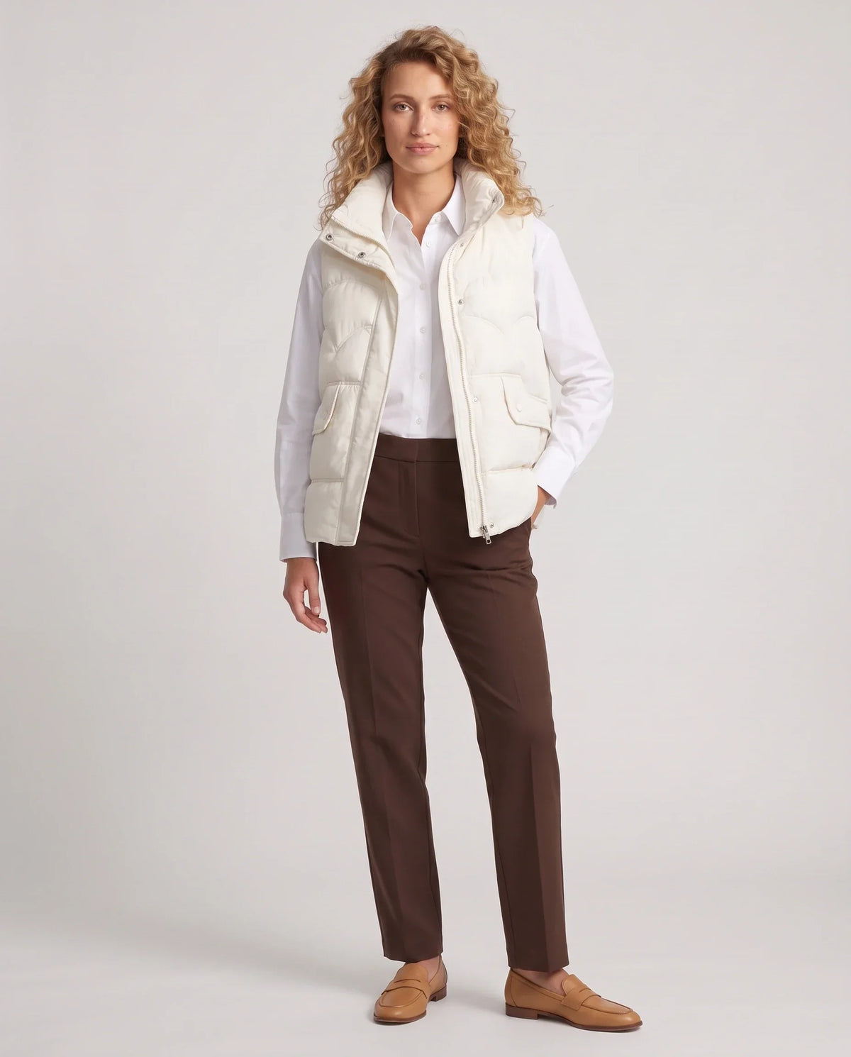 Short Quilted Puffer Gilet with Flap Pockets