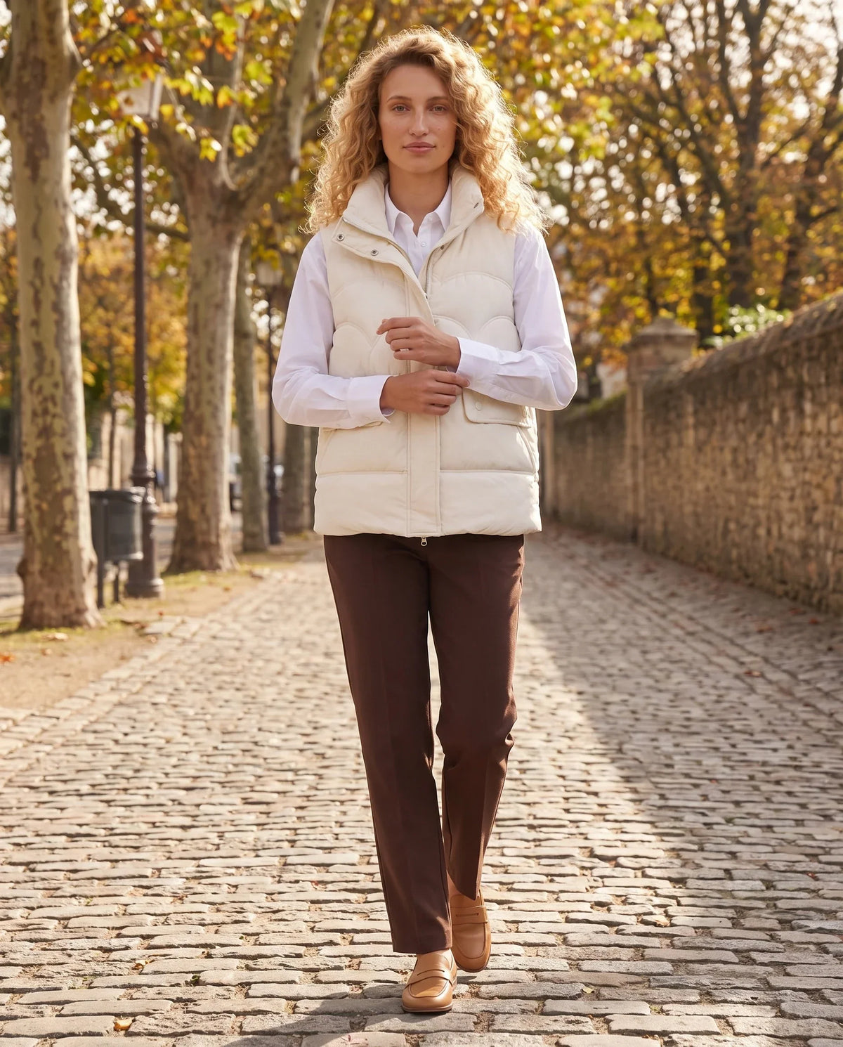 Short Quilted Puffer Gilet with Flap Pockets