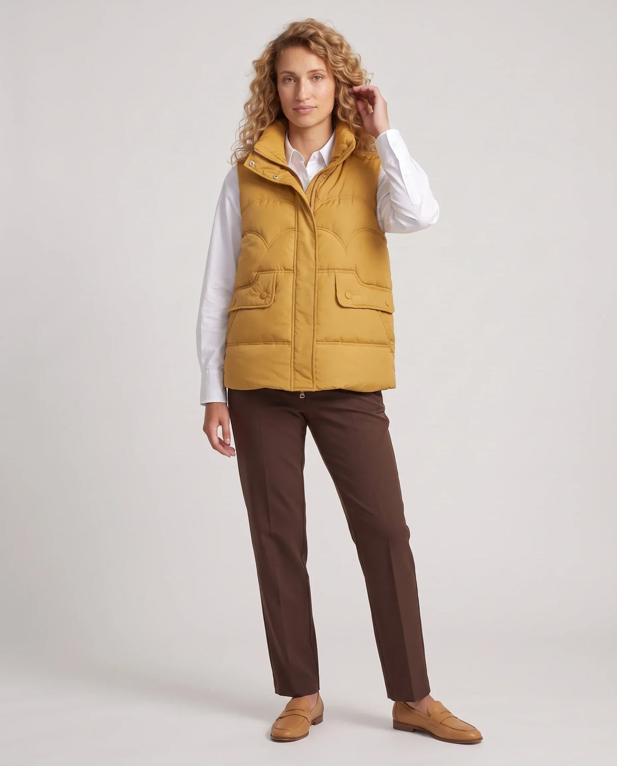 Short Quilted Puffer Gilet with Flap Pockets