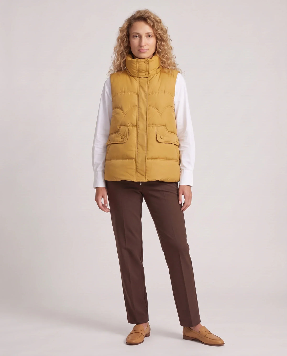 Short Quilted Puffer Gilet with Flap Pockets