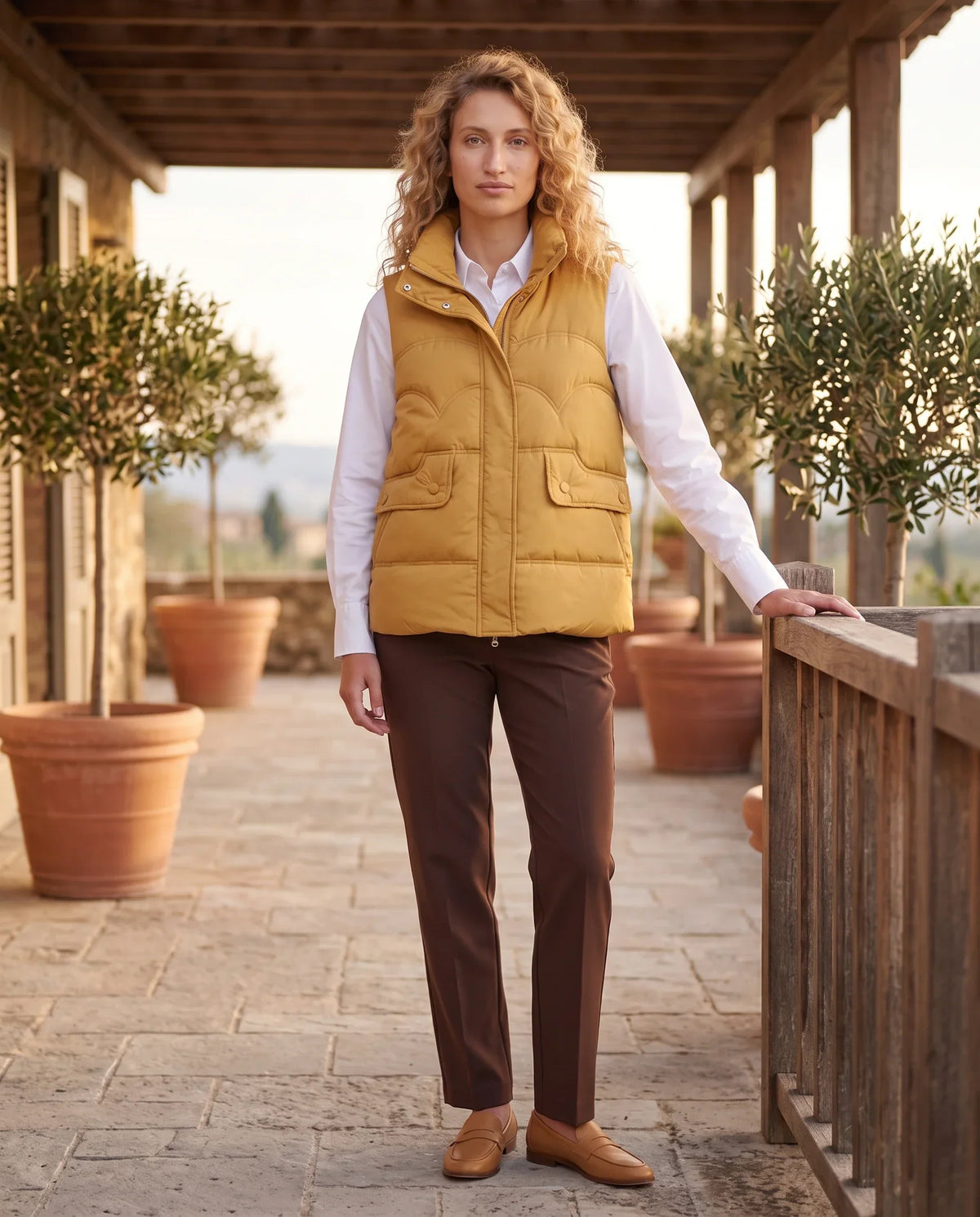 Short Quilted Puffer Gilet with Flap Pockets