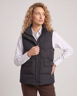 Short Quilted Puffer Gilet with Flap Pockets