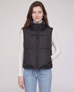 Cropped Quilted Puffer Gilet with Drawcord Hem