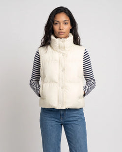Cropped Quilted Puffer Gilet with Funnel Collar