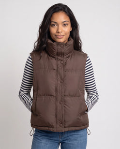 Cropped Quilted Puffer Gilet with Funnel Collar