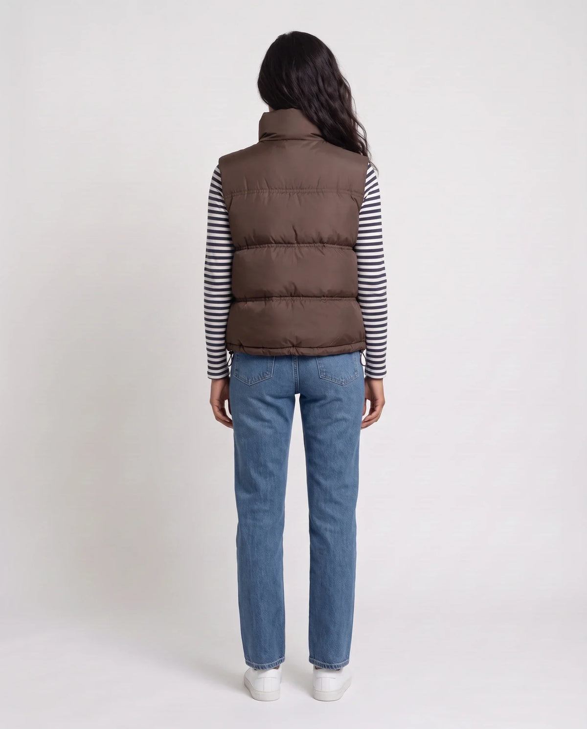 Cropped Quilted Puffer Gilet with Funnel Collar