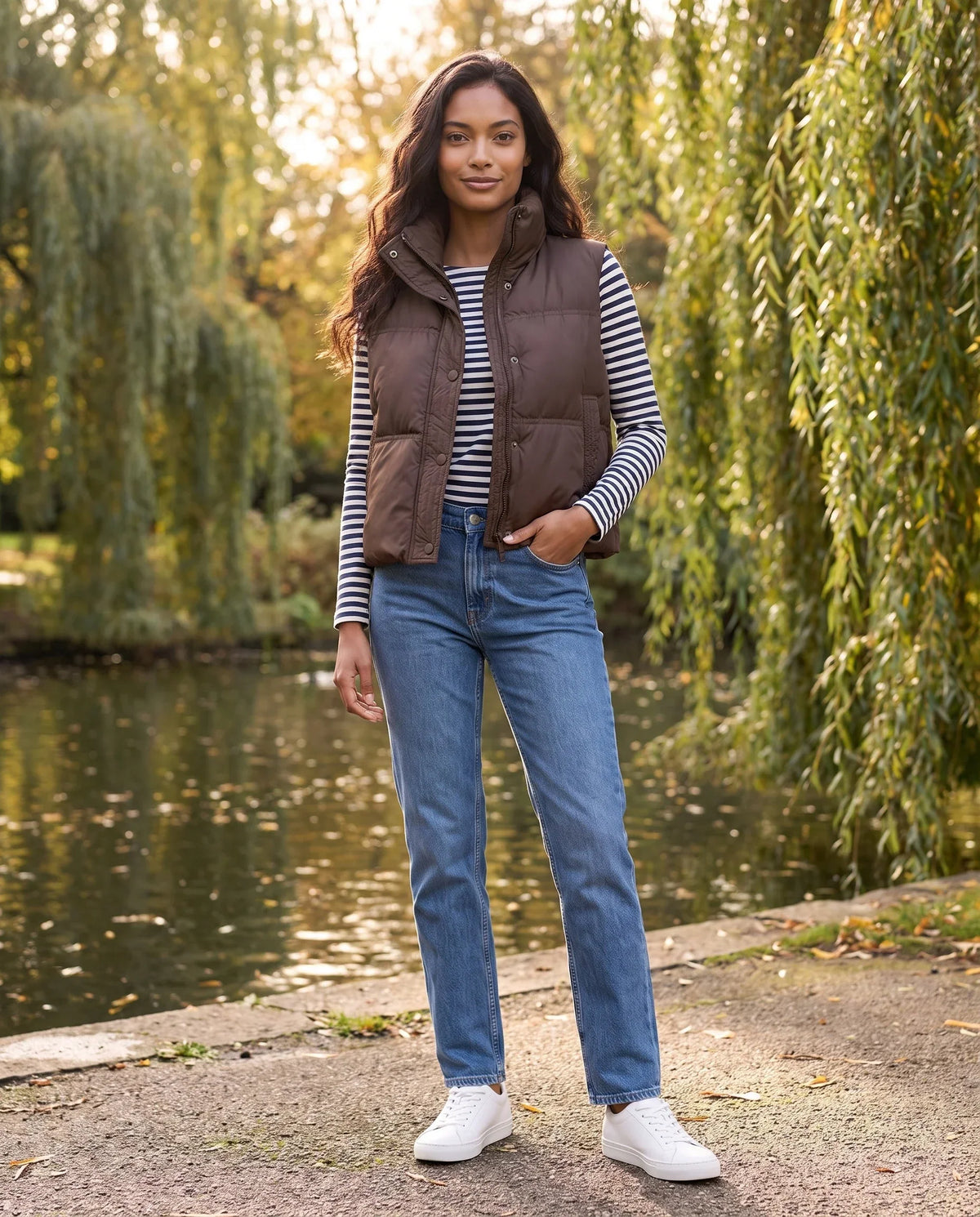 Cropped Quilted Puffer Gilet with Funnel Collar