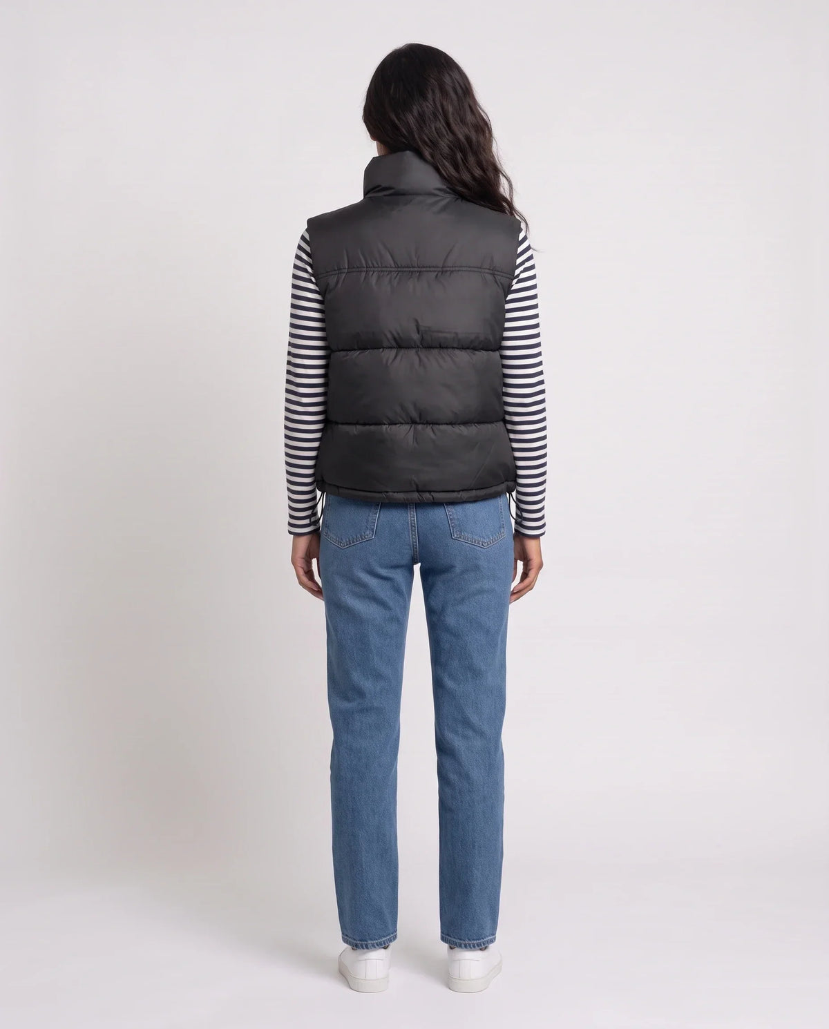 Cropped Quilted Puffer Gilet with Funnel Collar