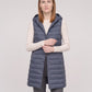 Long Sleeveless Quilted Hooded Gilet