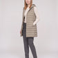 Long Sleeveless Quilted Hooded Gilet