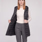 Long Sleeveless Quilted Hooded Gilet