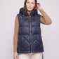 Quilted Puffer Gilet with Hood and Large Pockets