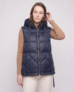 Quilted Puffer Gilet with Hood and Large Pockets