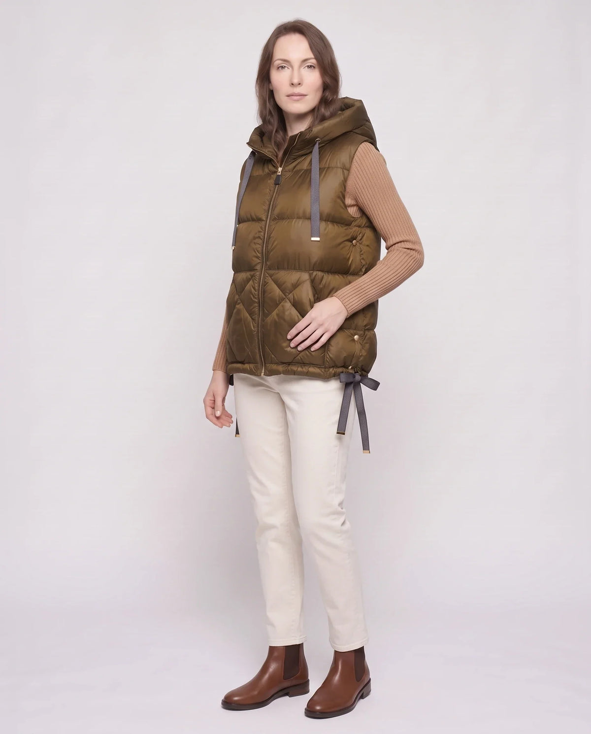 Quilted Puffer Gilet with Hood and Large Pockets