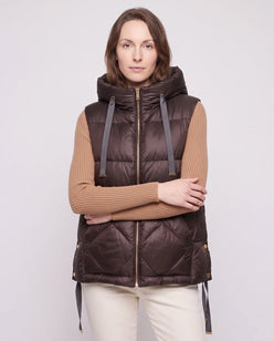Quilted Puffer Gilet with Hood and Large Pockets