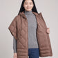 Quilted Cape Gilet with Hood and Gold Poppers