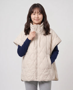 Quilted Cape Gilet with Drawcord Collar