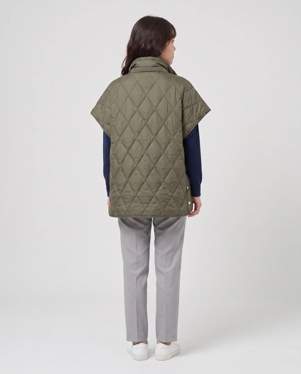 Quilted Cape Gilet with Drawcord Collar