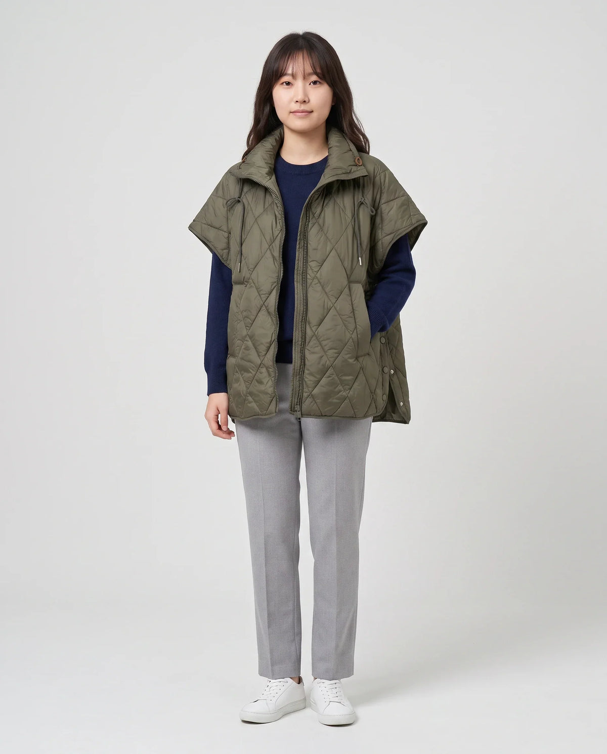 Quilted Cape Gilet with Drawcord Collar