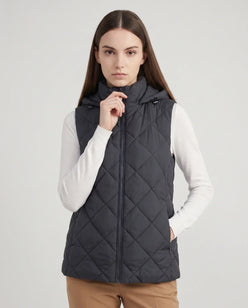 Short Quilted Hooded Puffer Gilet