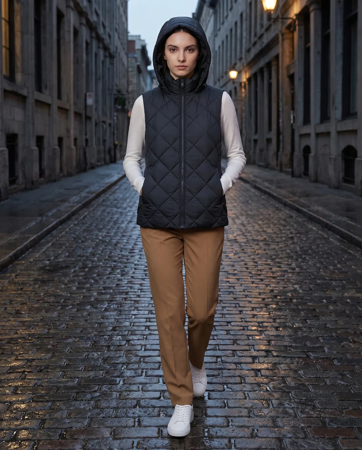 Short Quilted Hooded Puffer Gilet