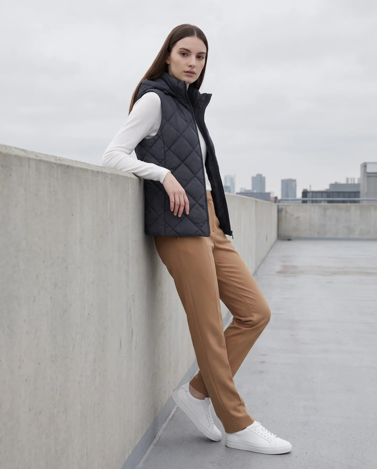 Short Quilted Hooded Puffer Gilet