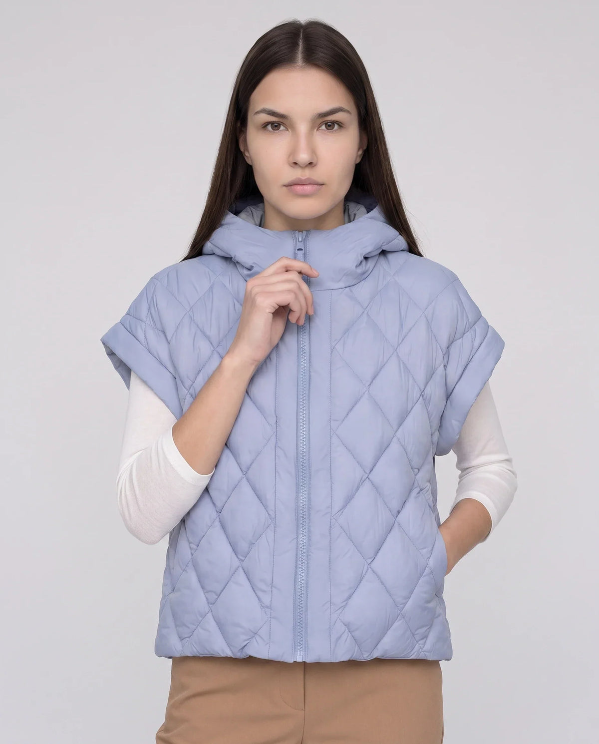 Short Quilted Hooded Puffer Gilet